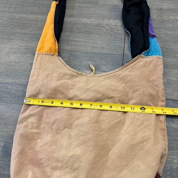 Vintage 90s Hippie Baba Boho Patchwork Crossbody Messenger Bag Buttefly One Size - Picture 6 of 7